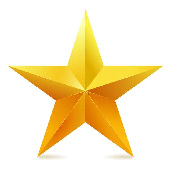 Único brilho estrela dourada no fundo branco — Vetor de Stock
