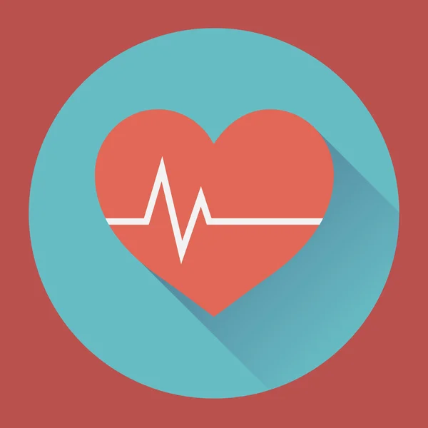 Ritmo cardíaco y cardiograma. icono plano médico — Vector de stock