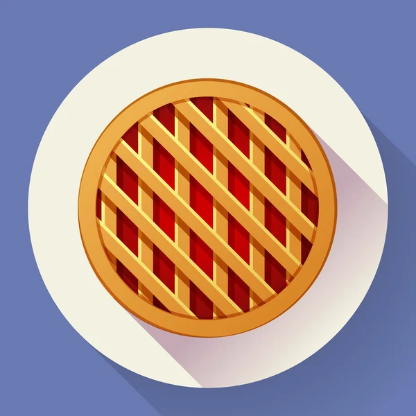Icono de pastel de manzana dulce. Estilo de diseño plano — Archivo Imágenes Vectoriales