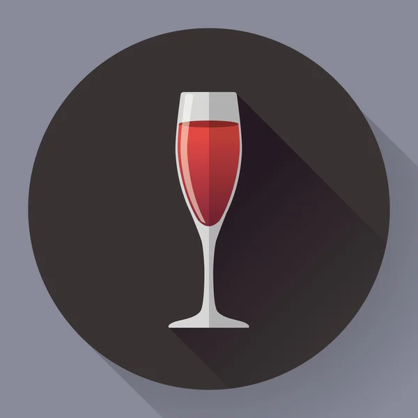 Εικονίδιο του φορέα - ποτήρι κόκκινο κρασί. Επίπεδη σχεδιασμένο στυλ — Διανυσματικό Αρχείο