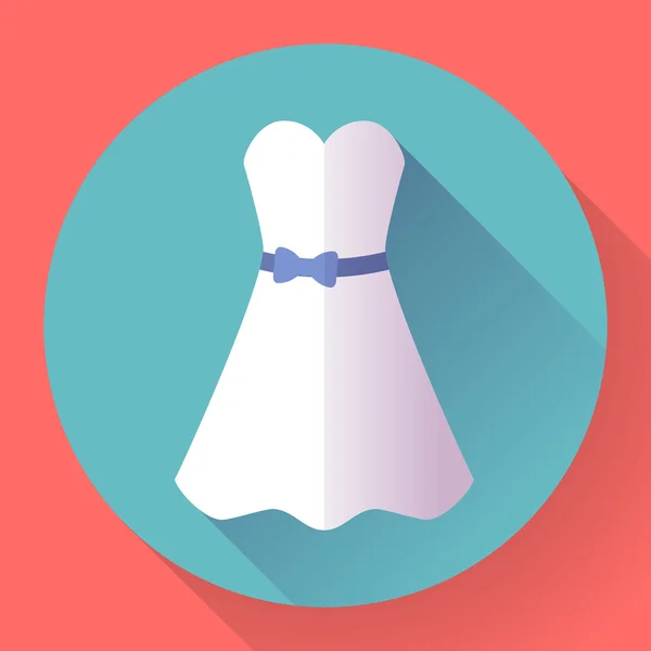 El vestido blanco - la moda clásica. Icono en el estilo plano — Vector de stock