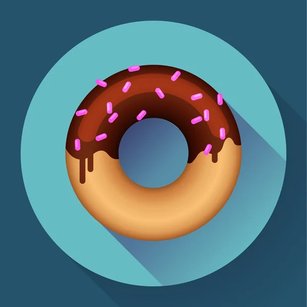 Lindo icono de donut colorido dulce. Estilo de diseño plano . — Vector de stock