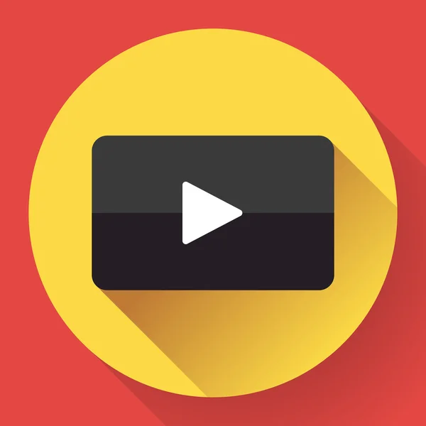 Σύγχρονη εικονίδιο επίπεδη βίντεο player στο κόκκινο. — Διανυσματικό Αρχείο