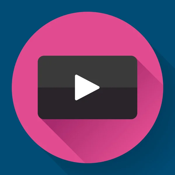 Modern flat video player icon on pink. — Stock Vector