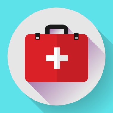 First aid case flat icon with shadow. Vector illustration. Flat design style clipart