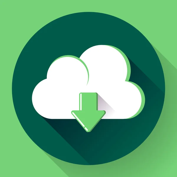 Zöld felhő Letöltés ikonra. Lapos kivitel stílus — Stock Vector