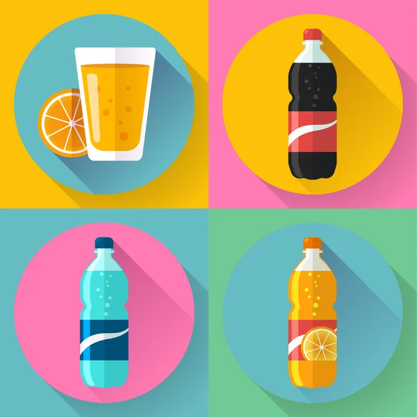 Ícones de bebida plana para web e aplicações —  Vetores de Stock