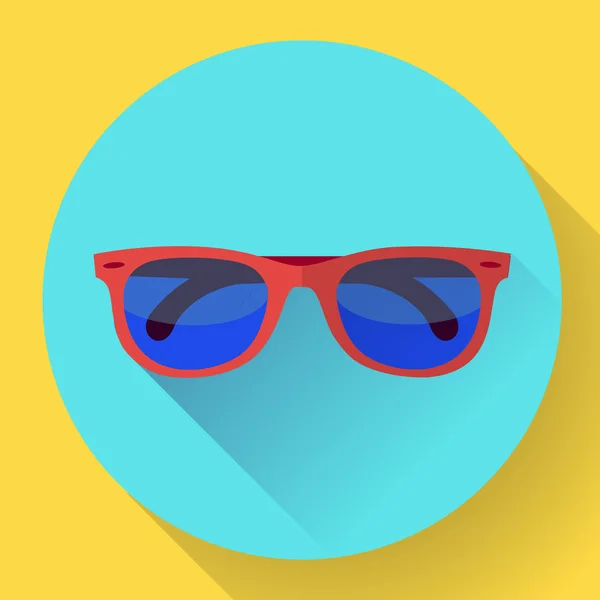 Sunglasses icon with long shadow. Flat design style — Stock Vector