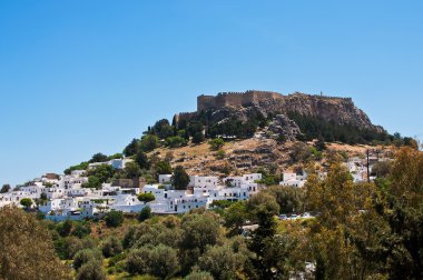 Lindos şehir üzerinde Adası Rodos Yunanistan Avrupa