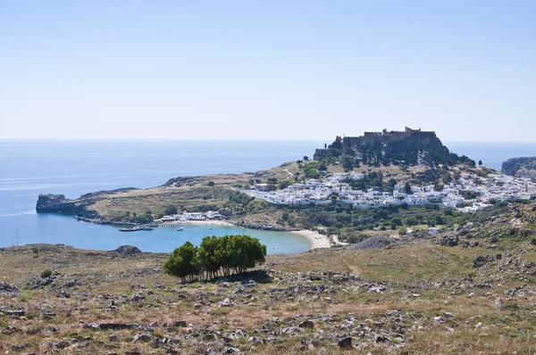 Lindos stadt auf der insel rhodes griechenland europa — Stockfoto