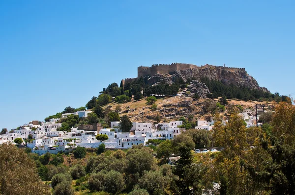 Lindos stad op het eiland van Rhodos Griekenland Europa — Stockfoto