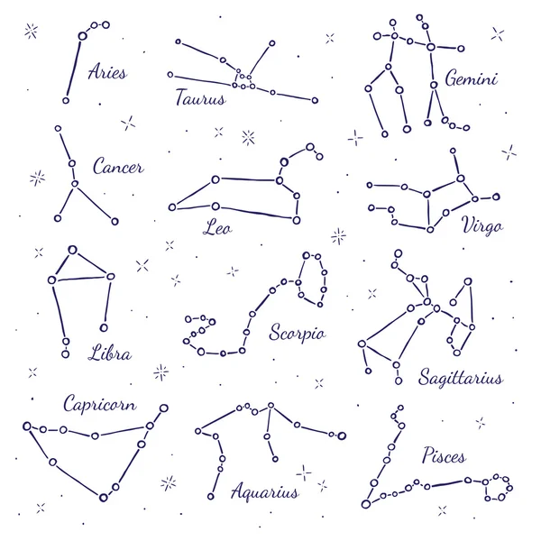 Segni di costellazioni zodiacali — Vettoriale Stock