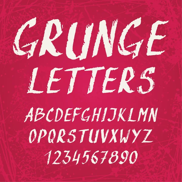 Handwritten grunge alphabet with letters and numbers — Stock Vector