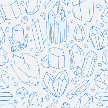 Vektör seamless modeli. Elle çizilmiş kristalleri