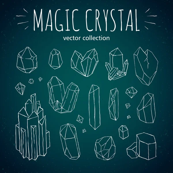 Ensemble vectoriel dessiné à la main de style hipster cristal magique — Image vectorielle