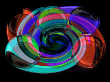 Açık mavi, yeşil, sarı ve pembe twirling soyut arka şeritler