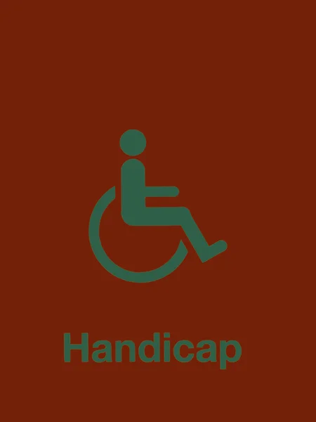 Grünes Handicap-Schild isoliert auf rotem Hintergrund — Stockfoto