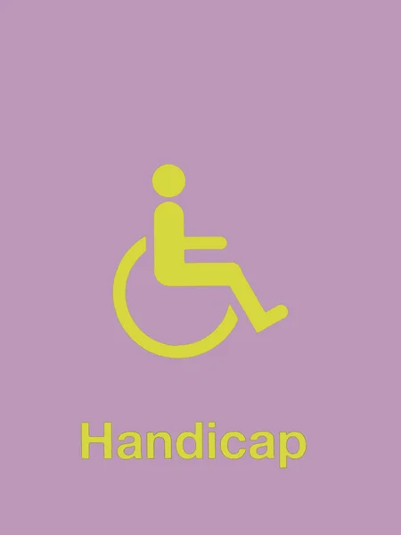Gelbes Handicap-Schild isoliert auf violettem Hintergrund — Stockfoto