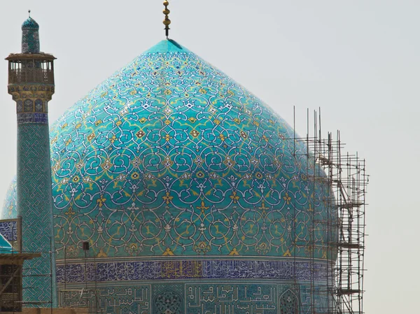 Kuppel og minaret af Imam Mosque i Isfahan, Iran - Stock-foto