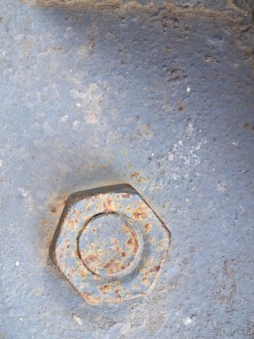 Eski vida somun ve cıvata görünümü kapatın 