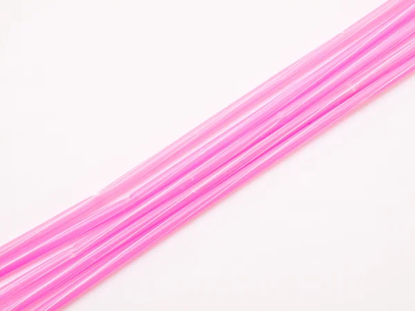 Pink  straws isolated on white background — Stock Photo, Image