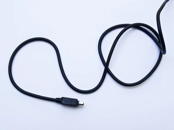 Cavo usb nero isolato su sfondo bianco — Foto Stock