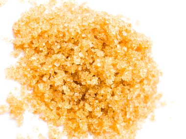 Kahverengi şeker üstten izole üzerinde beyaz arka plan görüntülemek