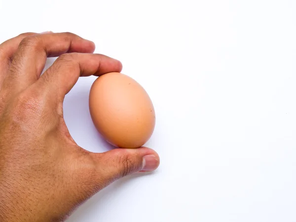 Man's hand with an egg isolated on white  background — Stock Photo, Image