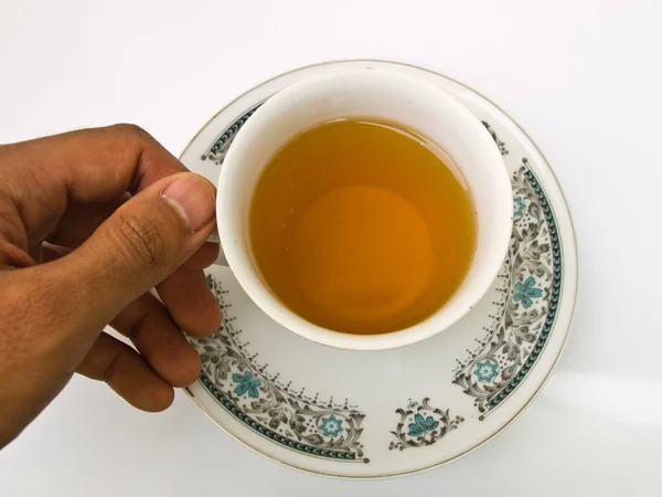 Porcellana cinese tazza di tè tenere a mano — Foto Stock