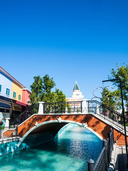 Grand Canal en Bridge in Sunny Day, Venetië, Italië — Stockfoto