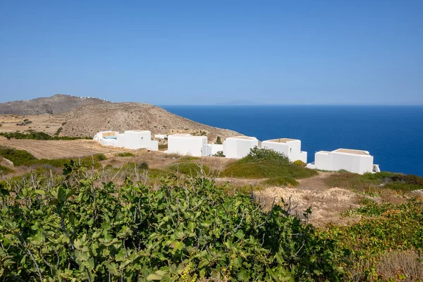 Vakantie Griekse Villa Met Uitzicht Zee Aan Kust Van Folegandros — Stockfoto