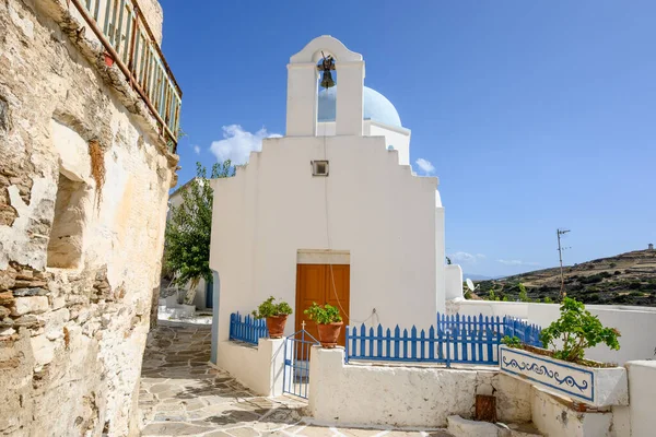 Cappella Greca Nel Villaggio Montagnoso Lefkes Sull Isola Paros Cicladi — Foto Stock