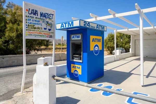 Santorini Grecia Septiembre 2020 Cajero Automático Cajero Automático Bancario Griego — Foto de Stock