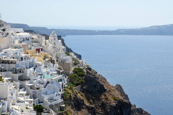 Traditional Cycladic architecture in Fira, Santorini. Cyclades Islands, Greece