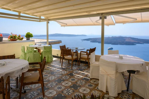 Santorini Griekenland September 2020 Grieks Restaurant Aan Zee Fira Santorini — Stockfoto