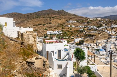 Traditional white Greek architecture of Ios Island. Cyclades Islands, Greece