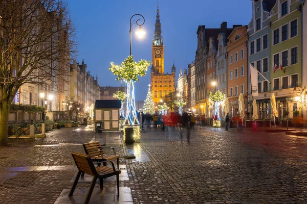 Danzig Polen Dezember 2020 Weihnachtskulisse Auf Dem Mittelalterlichen Langen Markt — Stockfoto