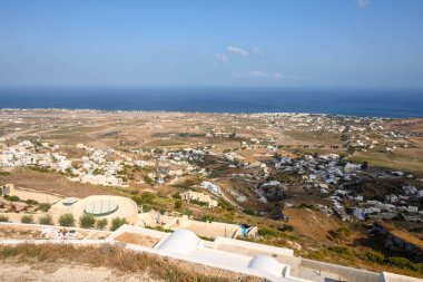 Pyrgos köyünden Santorini Adası görüldü. Cyclades, Yunanistan