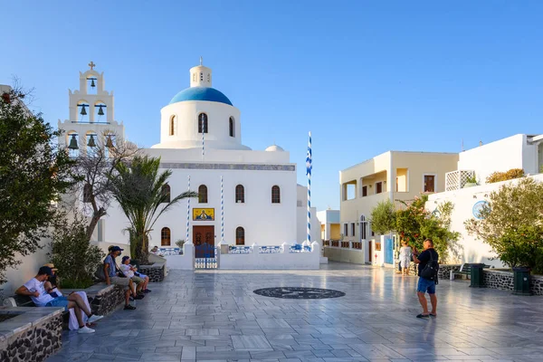 Santorini Grecia Settembre 2020 Chiesa Panagìa Nel Villaggio Oia Sull — Foto Stock