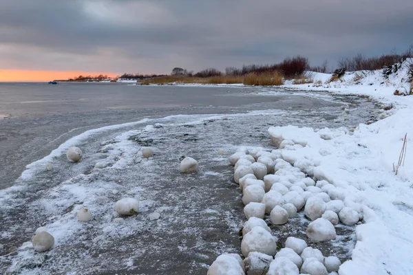 Winterlandschaft Der Ostsee Gefrorenes Wasser Strand Von Jastarnia Hel Peninsula — Stockfoto