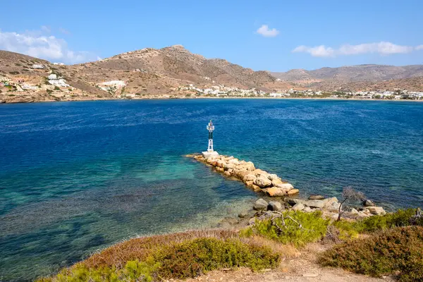 View Beautiful Bay Ios Island Sunny Day Cyclades Islands Greece — Stock Photo, Image