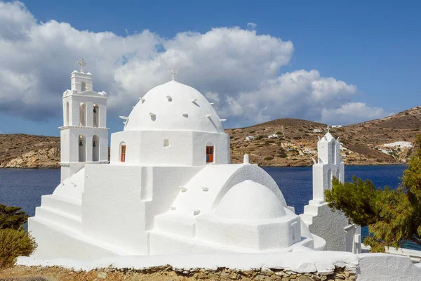 Kerk Van Agia Irini Saint Irene Bij Haven Van Ios — Stockfoto