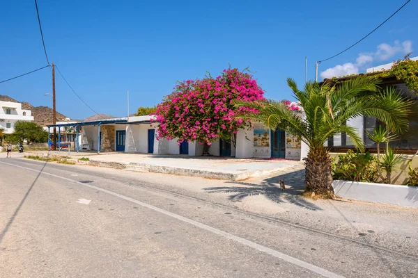 Ios Griechenland September 2020 Griechische Straße Mit Bougainvillea Blumen Chora — Stockfoto