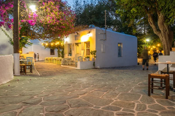Folegandros Griechenland September 2020 Kleiner Platz Mit Restaurants Chora Auf — Stockfoto