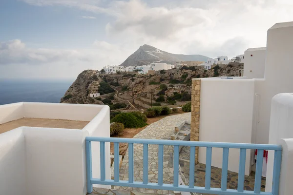 Zomer Villa Met Uitzicht Chora Stad Folegandros Island Cycladen Griekenland — Stockfoto