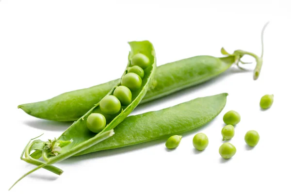 Fresh Green Peas White Background — Stock Photo, Image