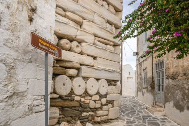 Parikia 'nın Eski Kasabası' ndaki Paros Kalesi. Cyclades, Yunanistan