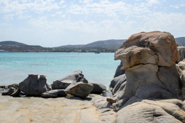 Kolymbithres plajında inanılmaz kaya oluşumları, Paros adası, Kiklad, Yunanistan
