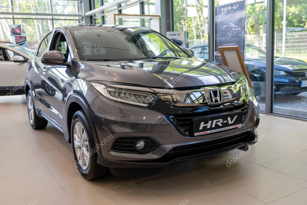 Gdansk, Poland - June 5, 2021: New model of Honda HR-V presented in the car showroom
