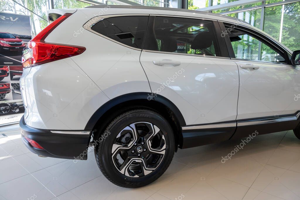 Gdansk, Poland - June 5, 2021: New model of Honda CR-V presented in the car showroom of Gdansk